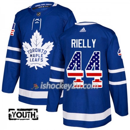 Børn NHL Toronto Maple Leafs Trøje Morgan Rielly 44 Adidas 2017-2018 Blå USA Flag Fashion Authentic